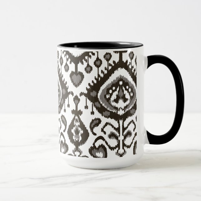 Cute neutralt black and white ikat tribal mönster mugg (Höger)