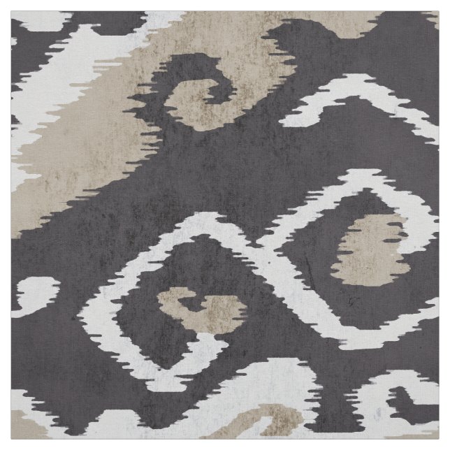 Cute neutralt black beige ikat tribal mönster tyg (Provkarta)