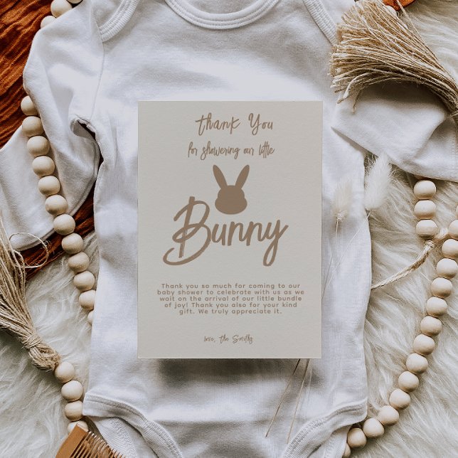 Cute Neutralt Bunny Baby Shower Boho Tack Kort (Skapare uppladdad)