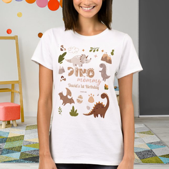 Cute Neutralt Dinosaur Birthday Dino Mamma T Shirt (Skapare uppladdad)
