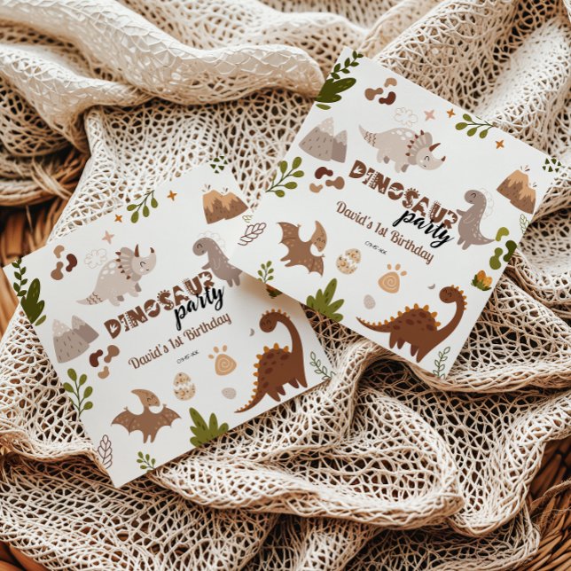 Cute Neutralt Dinosaur Party Birthday Pappersservett (Skapare uppladdad)