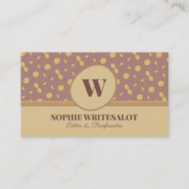 Cute neutralt färg mönster monogram affärskort visitkort