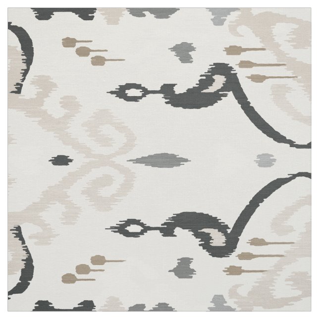 Cute neutralt grått beige black ikat tribal mönste tyg (Provkarta)