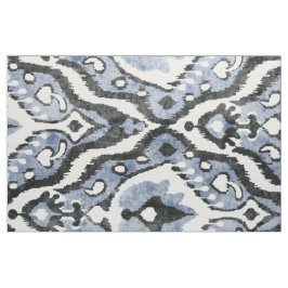 Cute neutralt grått blue white ikat tribal mönster tyg