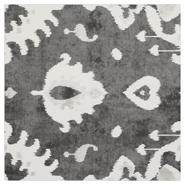 Cute neutralt mörk grått beige ikat tribal mönster tyg (Provkarta)