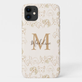 Cute Neutralt Pop Hund Elegant Monogram