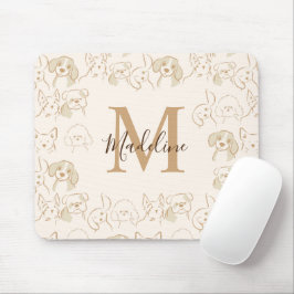Cute Neutralt Pop Hund Elegant Monogram Musmatta