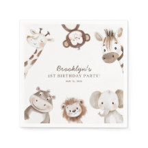 Cute Neutralt Safari Jungle Födelsedagsfest Kids