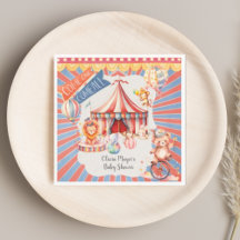 Cute Neutralt Vintage Carnival Circus Baby Shower