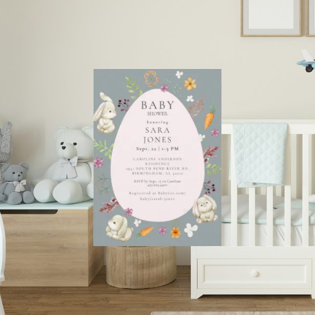 Cute Neutralt Watercolor Bunny Baby Shower Inbjudningar (Skapare uppladdad)