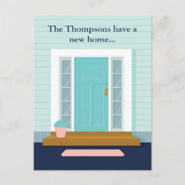 Cute New Home Teal Door Vi har flyttat Houseuppvär Vykort