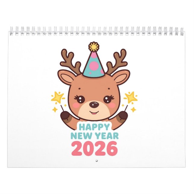 cute new year 2026 wall calendar kalender (Omslag)