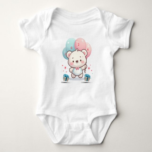 Cute New Year Baby Bodysuit T Shirt (Framsida)