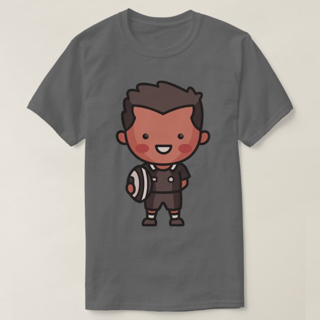 Cute New Zealand Rugby Player Toon T Shirt (Design framsida)