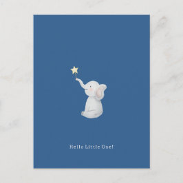 Cute Newborn Baby Hello Little One Elephant Card. Vykort