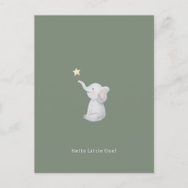 Cute Newborn Baby Hello Little One Elephant Card. Vykort