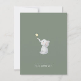 Cute Newborn Baby Hello Little One Elephant Card. Vykort