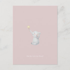 Cute Newborn Baby Hello Little One Elephant Card. Vykort