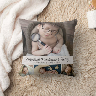 Cute Newborn Baby Photo Birds Stats Kudde