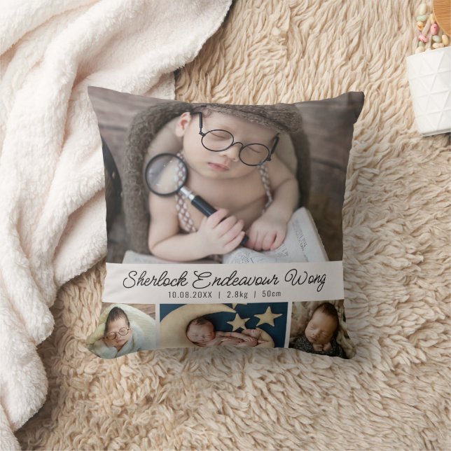 Cute Newborn Baby Photo Birds Stats Kudde (Filt)