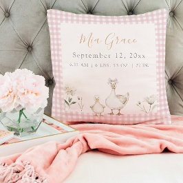 Cute Newborn Keepsaké Birth Stats Rosa Photo Kudde