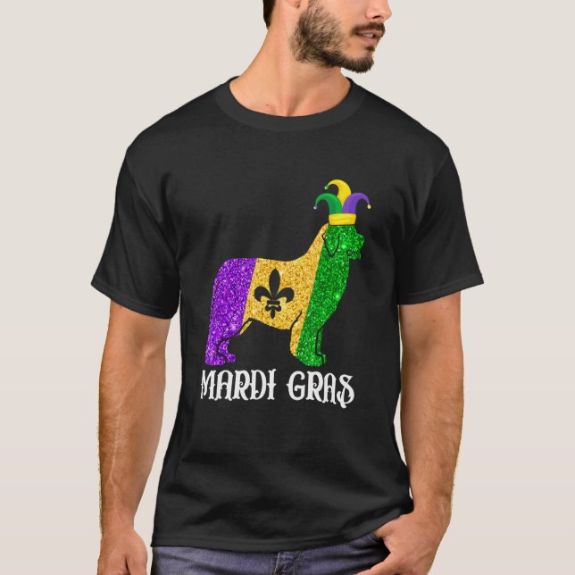 Cute Newfoundland Dog Lover Mardi Gras Party Jeste T Shirt (Framsida)