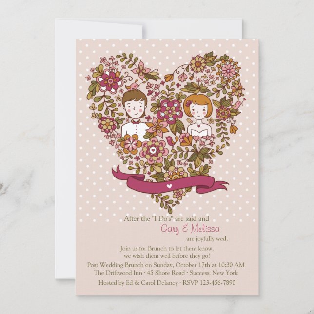 Cute Newlyweds-inbjudan efter Bröllop Brunch Inbjudningar (Framsida)