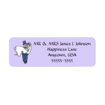 Cute Newlyweds-Tecknadens returadressetikett