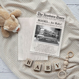 Cute Newspaper Bokar for Baby Shower Insert Card Tilläggskort