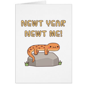 Cute Newt Year Newt Me Doodle, nyår Ord Hälsningskort
