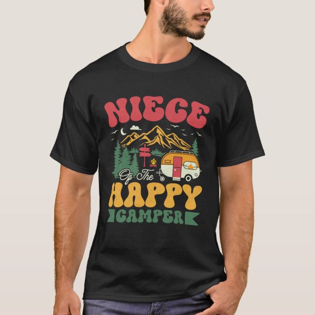Cute Niece Of The Happy Camper Groovy Camping Trip T Shirt (Framsida)