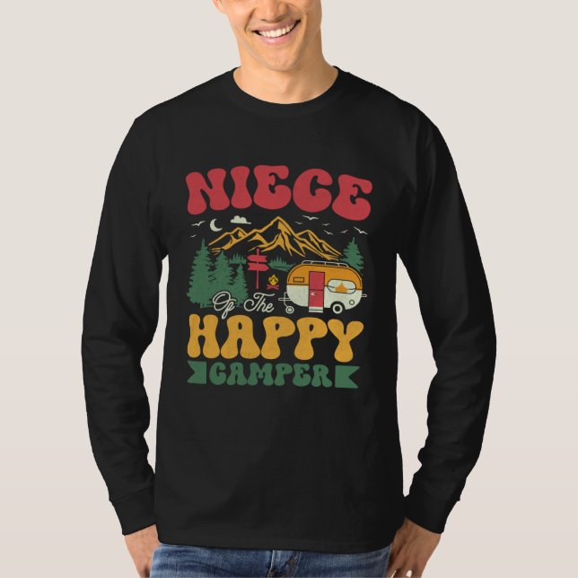 Cute Niece Of The Happy Camper Groovy Camping Trip T Shirt (Framsida)