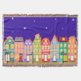 Cute Night City Throw Blanket Mysfilt