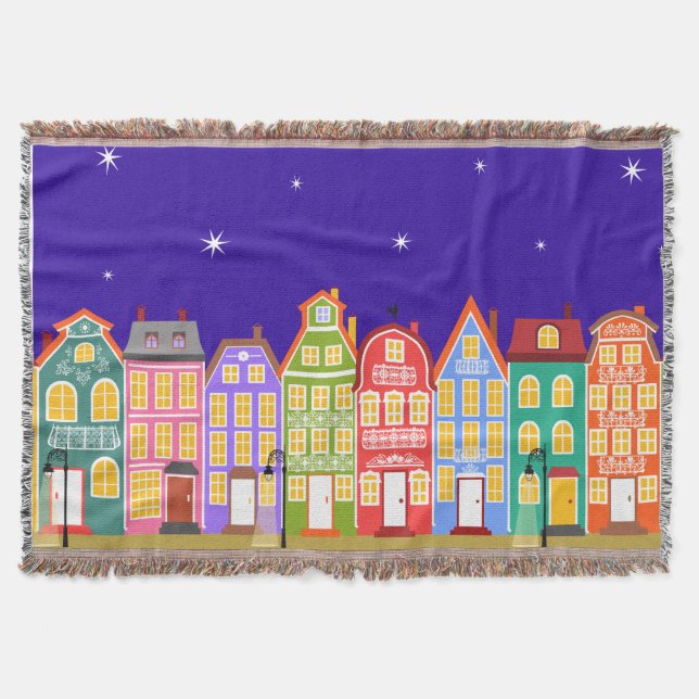 Cute Night City Throw Blanket Mysfilt (Framsidan)
