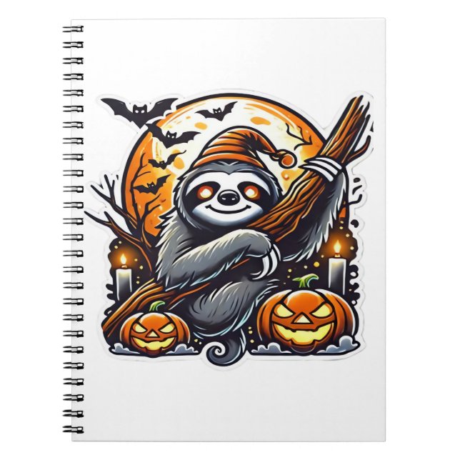 Cute Night Sloth Halloween Classic T-Shirt Anteckningsbok (Framsidan)