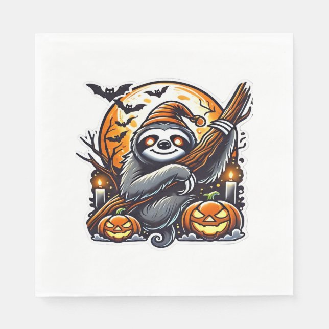 Cute Night Sloth Halloween Classic T-Shirt Pappersservett (Framsidan)