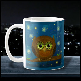 Cute night-time brun uggla kaffemugg