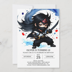 Cute Ninja Äventyr Kids' födelsedag Inbjudningar