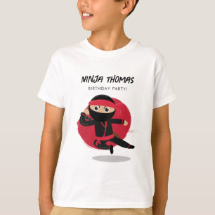 Cute Ninja Black & Red Barns födelsedag Party T Shirt