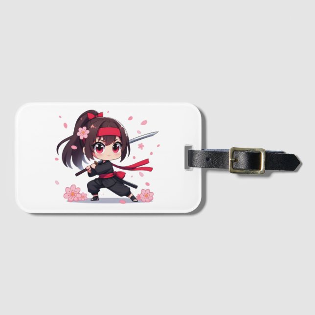 Cute Ninja-blommar-flicka Bagagebricka (Framsida horisontal)