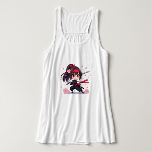 Cute Ninja-blommar-flicka Linne Med Racerback