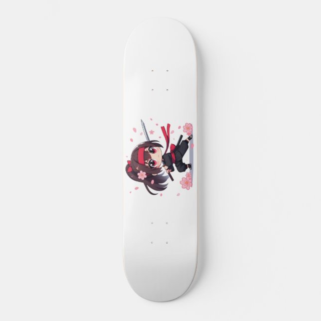 Cute Ninja-blommar-flicka Mini Skateboard Bräda 18,5 Cm (Framsida)