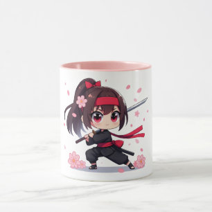 Cute Ninja-blommar-flicka Mugg