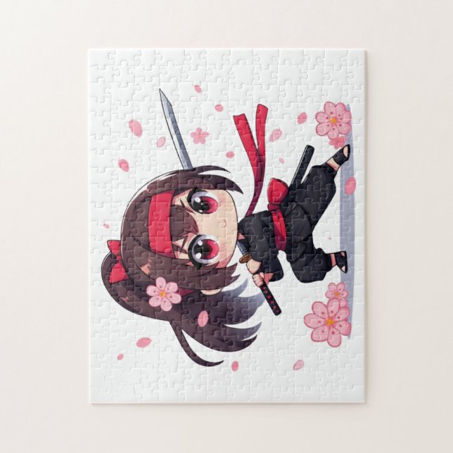 Cute Ninja-blommar-flicka Pussel (Vertikal)