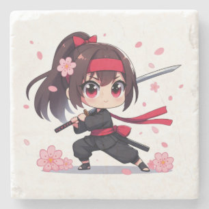 Cute Ninja-blommar-flicka Stenunderlägg
