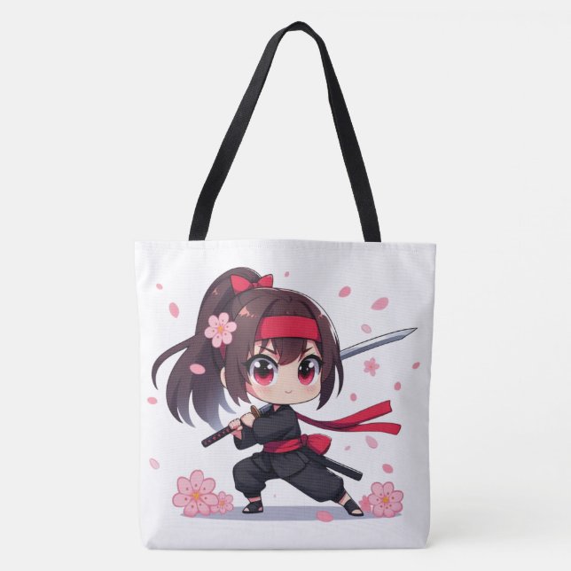 Cute Ninja-blommar-flicka Tygkasse (Framsida)