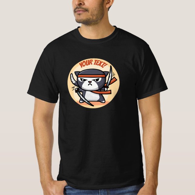 Cute Ninja Cat T Shirt (Framsida)