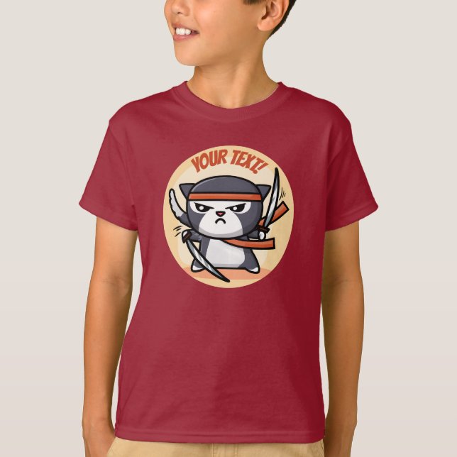 Cute Ninja Cat T Shirt (Framsida)
