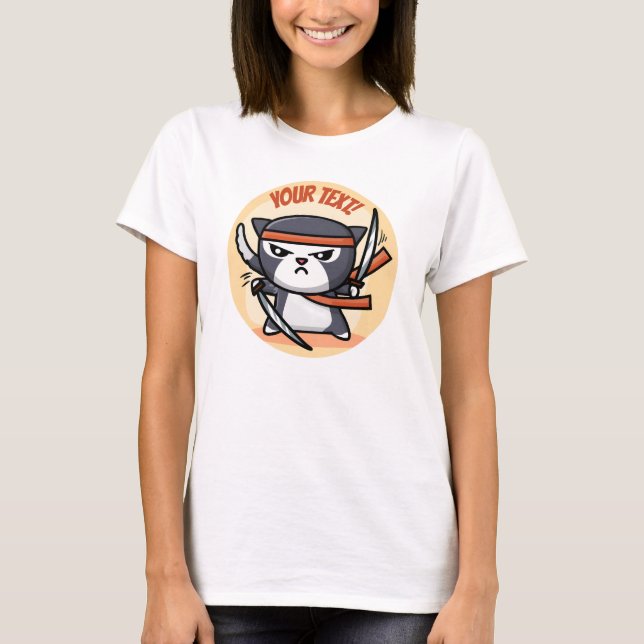 Cute Ninja Cat T Shirt (Framsida)