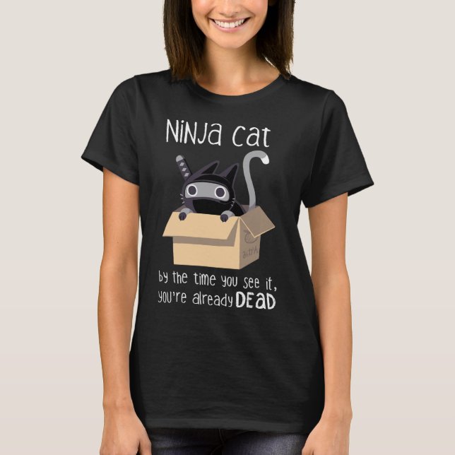Cute Ninja Cat T Shirt (Framsida)